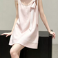 Mini robe de soirée en satin, sans bretelles, sans manches, ligne a, simple, C899