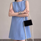 Mini robe de soirée en satin, sans bretelles, sans manches, ligne a, simple, C899