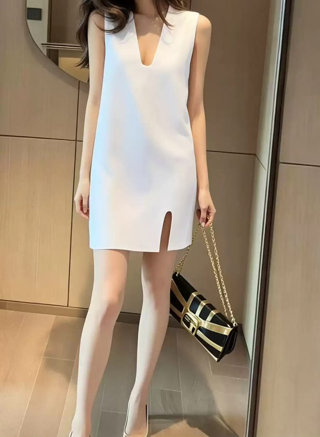 Mini robe de soirée en satin, sans bretelles, sans manches, ligne a, simple, C899