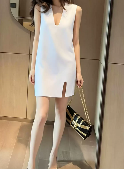 Mini robe de soirée en satin, sans bretelles, sans manches, ligne a, simple, C899