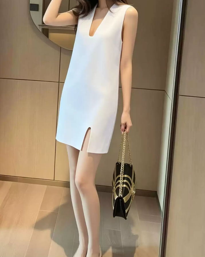 Mini robe de soirée en satin, sans bretelles, sans manches, ligne a, simple, C899