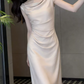 Robe de bal de princesse bustier à volants en satin long, robe de soirée C8117