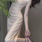 Robe de bal de princesse bustier à volants en satin long, robe de soirée C8117