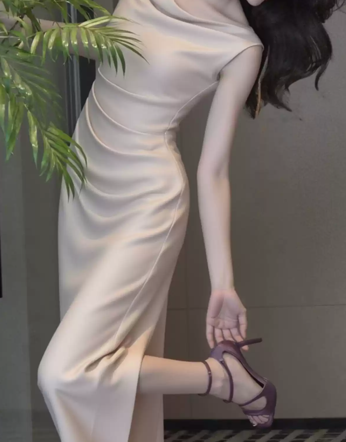 Robe de bal de princesse bustier à volants en satin long, robe de soirée C8117