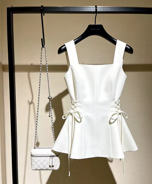 Fascinating Spaghetti Strap White Homecoming Dress Lace-Up A-Line Party Dress C9264