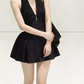 Mini robe de soirée en satin, sans bretelles, sans manches, ligne a, simple, C899