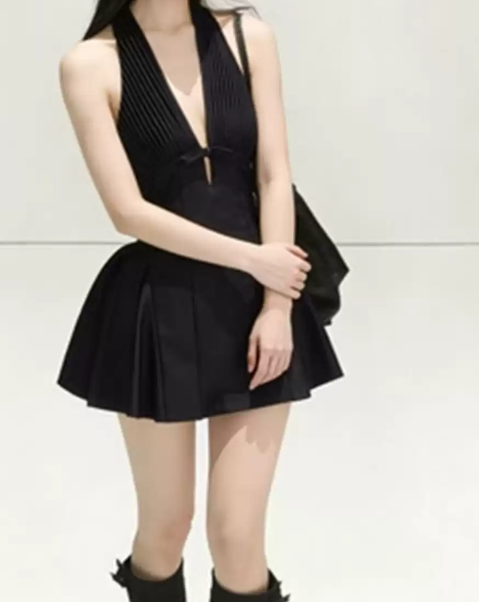 Mini robe de soirée en satin, sans bretelles, sans manches, ligne a, simple, C899