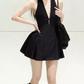 Mini robe de soirée en satin, sans bretelles, sans manches, ligne a, simple, C899