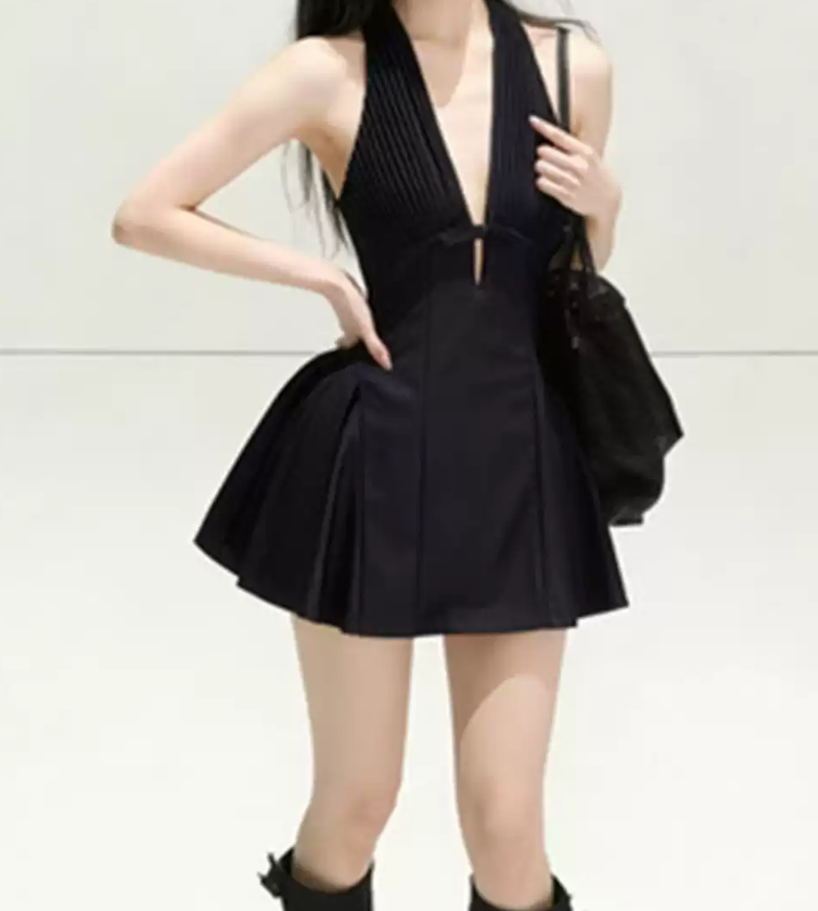 Mini robe de soirée en satin, sans bretelles, sans manches, ligne a, simple, C899
