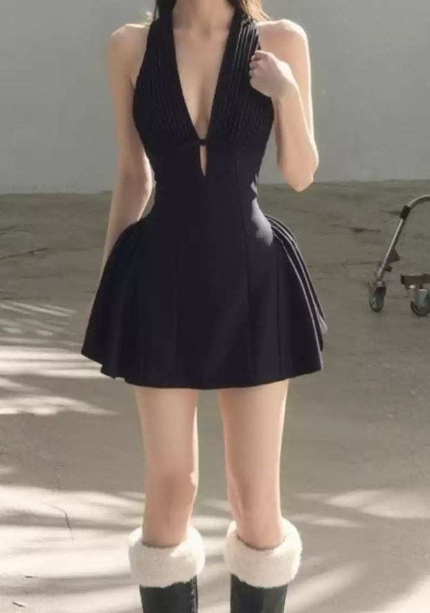 Mini robe de soirée en satin, sans bretelles, sans manches, ligne a, simple, C899