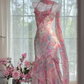Robe de bal de princesse bustier à volants en satin long, robe de soirée C8117
