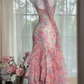Robe de bal de princesse bustier à volants en satin long, robe de soirée C8117