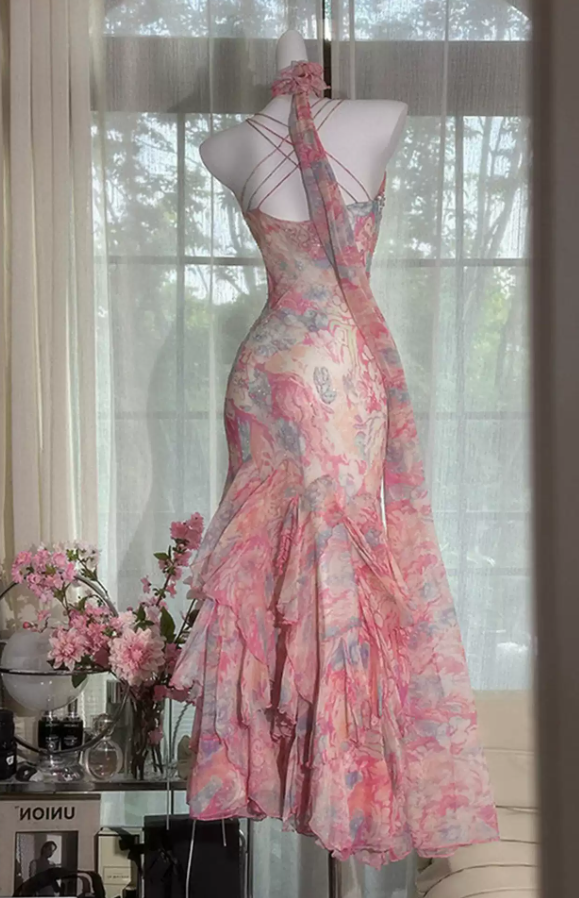 Robe de bal de princesse bustier à volants en satin long, robe de soirée C8117
