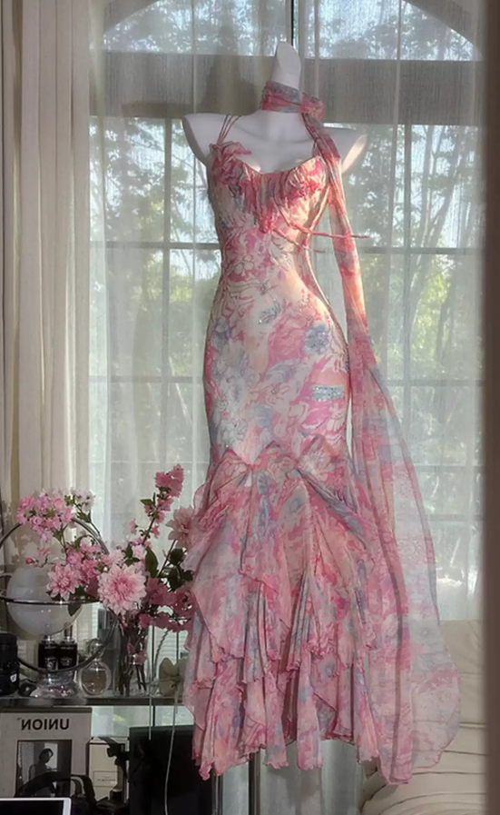 Robe de bal de princesse bustier à volants en satin long, robe de soirée C8117