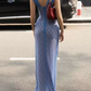 Enchanting Spaghetti Straps Blue Prom Dress Lace Sheath Evening Dress C9268