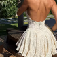 Graceful Halter Neck White Homecoming Dress Lace A-Line Party Dress C9271