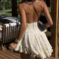 Graceful Halter Neck White Homecoming Dress Lace A-Line Party Dress C9271