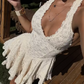 Graceful Halter Neck White Homecoming Dress Lace A-Line Party Dress C9271