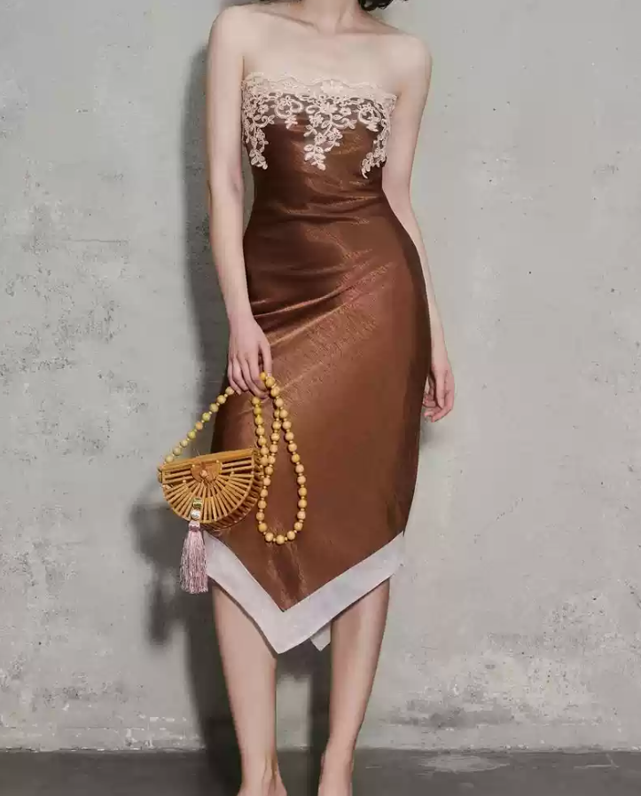 Romantic Strapless Prom Dress Appliques Sheath Evening Dress C9272