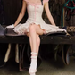 Sweet Square Neck Pink Homecoming Dress Floral A-Line Party Dress C9273
