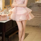 Mini robe de soirée en satin, sans bretelles, sans manches, ligne a, simple, C899