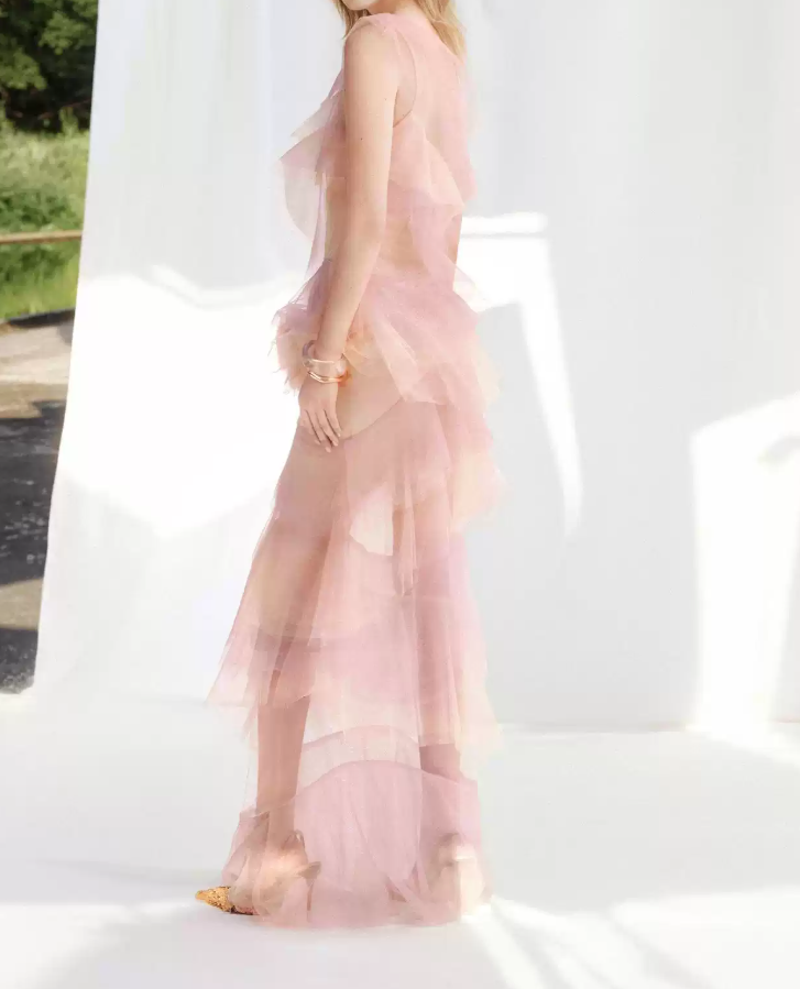 Ethereal One Shoulder Pink Prom Dress 3D Flowers Sheath Evening Dress C9276
