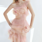 Ethereal One Shoulder Pink Prom Dress 3D Flowers Sheath Evening Dress C9276