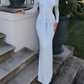 Unique Off-Shoulder Blue Prom Dress Long Sleeve Sheath Evening Dress C9278