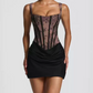 Mini robe de soirée en satin, sans bretelles, sans manches, ligne a, simple, C899