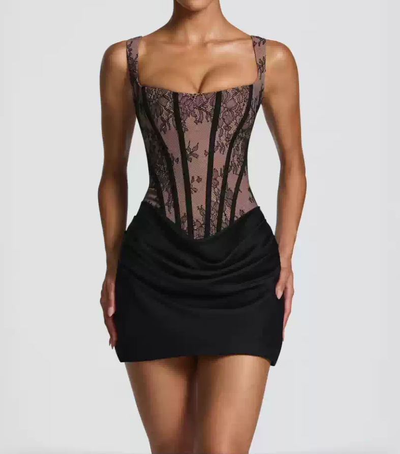 Mini robe de soirée en satin, sans bretelles, sans manches, ligne a, simple, C899
