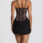 Mini robe de soirée en satin, sans bretelles, sans manches, ligne a, simple, C899