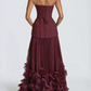 Robe de bal de princesse bustier à volants en satin long, robe de soirée C8117