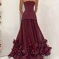 Robe de bal de princesse bustier à volants en satin long, robe de soirée C8117
