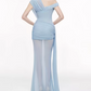 Robe de bal de princesse bustier à volants en satin long, robe de soirée C8117