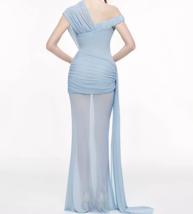 Robe de bal de princesse bustier à volants en satin long, robe de soirée C8117