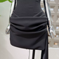 Mini robe de soirée en satin, sans bretelles, sans manches, ligne a, simple, C899