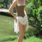 Mini robe de soirée en satin, sans bretelles, sans manches, ligne a, simple, C899