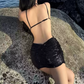 Mini robe de soirée en satin, sans bretelles, sans manches, ligne a, simple, C899