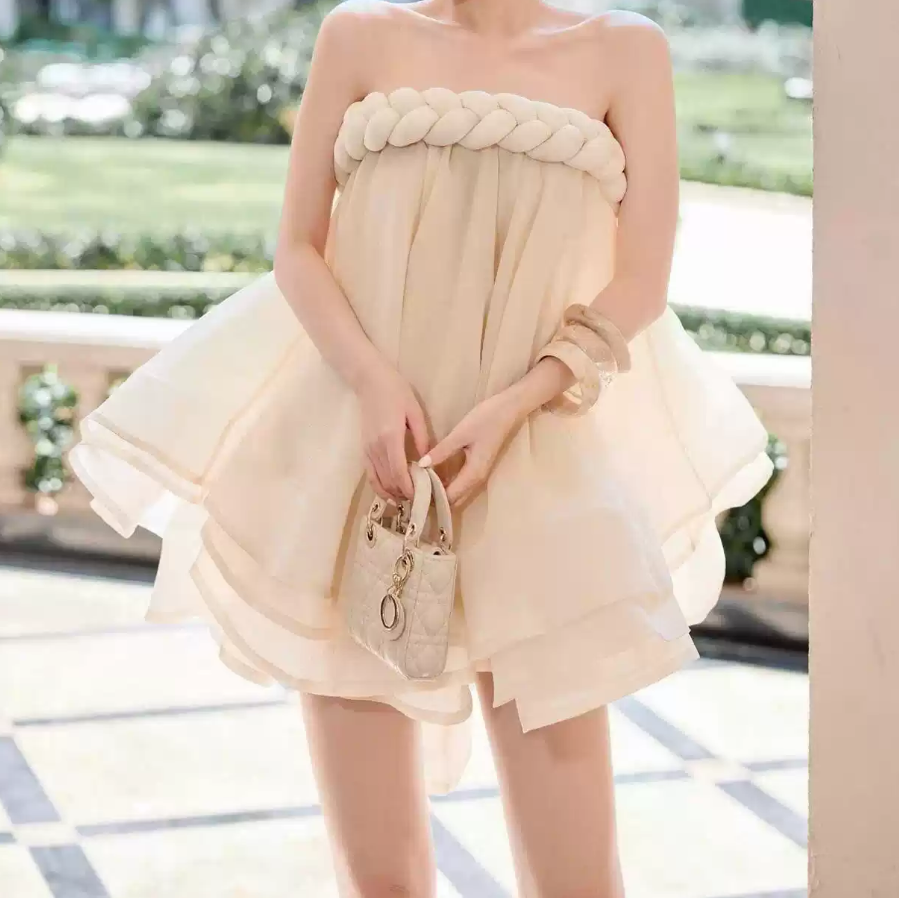 Mini robe de soirée en satin, sans bretelles, sans manches, ligne a, simple, C899