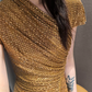 Glam Asymmetrical Neck Prom Dress Gold Sequins Mermaid Evening Dress C9295