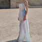 Robe de bal de princesse bustier à volants en satin long, robe de soirée C8117