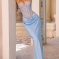Robe de bal de princesse bustier à volants en satin long, robe de soirée C8117