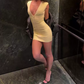 Mini robe de soirée en satin, sans bretelles, sans manches, ligne a, simple, C899
