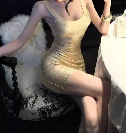Mini robe de soirée en satin, sans bretelles, sans manches, ligne a, simple, C899