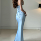 Robe de bal de princesse bustier à volants en satin long, robe de soirée C8117