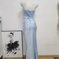 Robe de bal de princesse bustier à volants en satin long, robe de soirée C8117