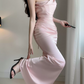 Robe de bal de princesse bustier à volants en satin long, robe de soirée C8117