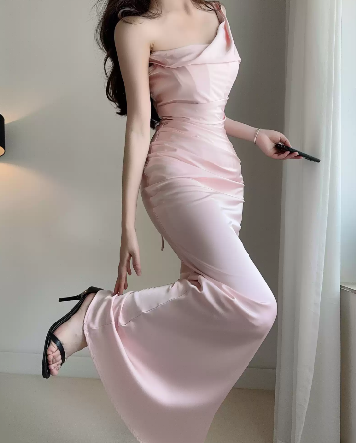 Robe de bal de princesse bustier à volants en satin long, robe de soirée C8117