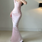 Robe de bal de princesse bustier à volants en satin long, robe de soirée C8117