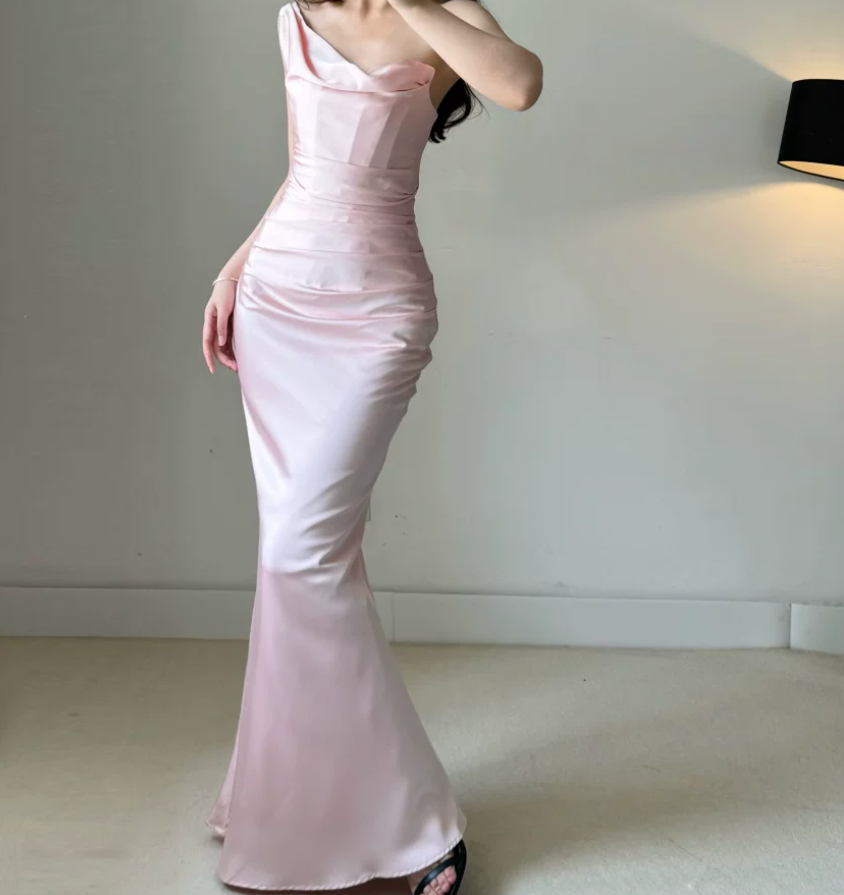 Robe de bal de princesse bustier à volants en satin long, robe de soirée C8117